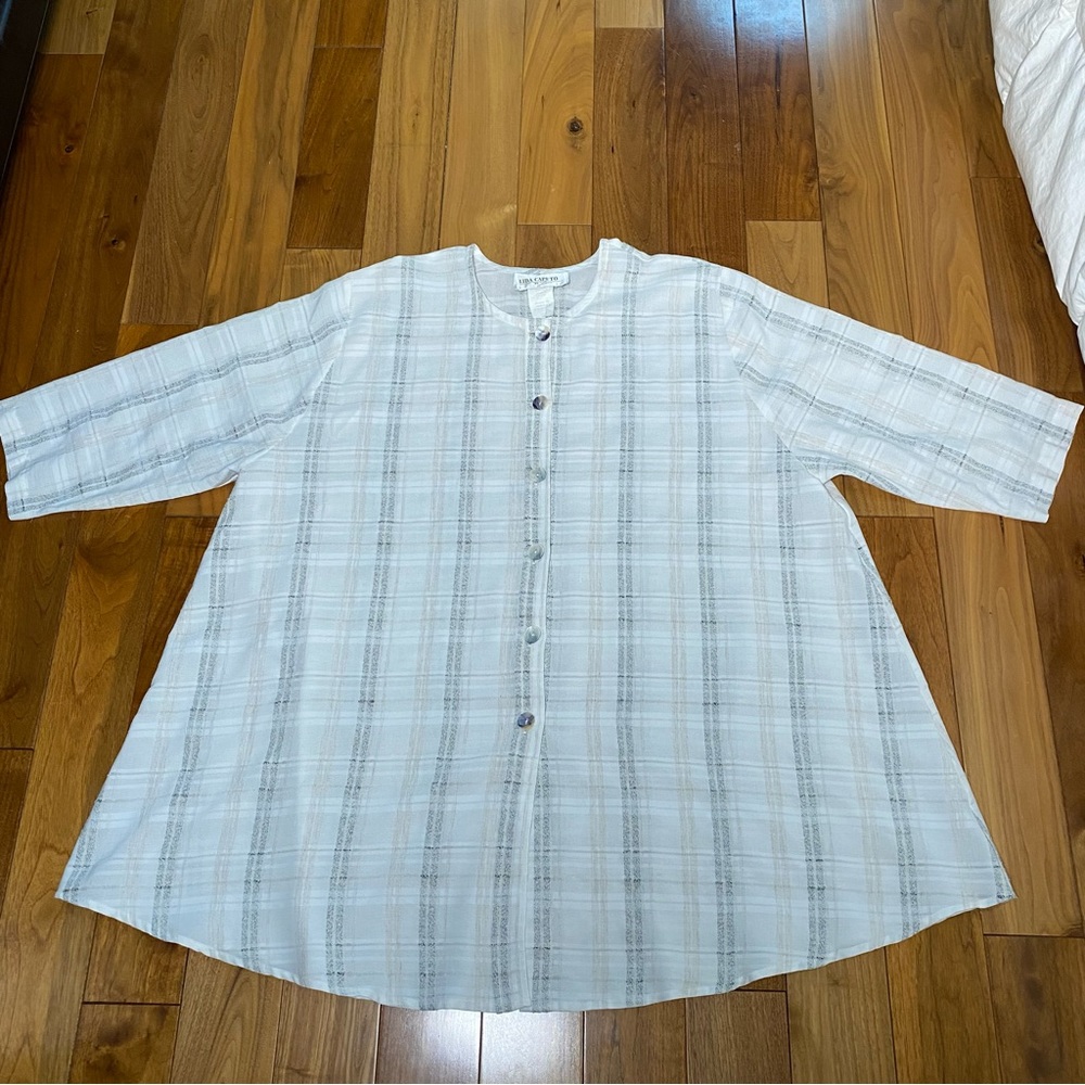 Lida Caputo Y2K Vintage Linen Blend Top Swim Cover Up Women's Plus size 2X - Picture 6 of 9
